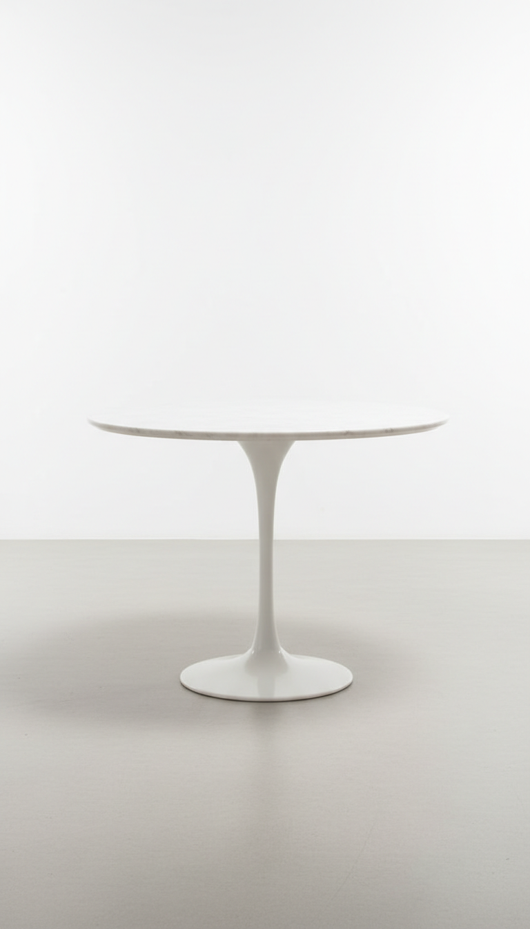 Tulip Table in White Marble